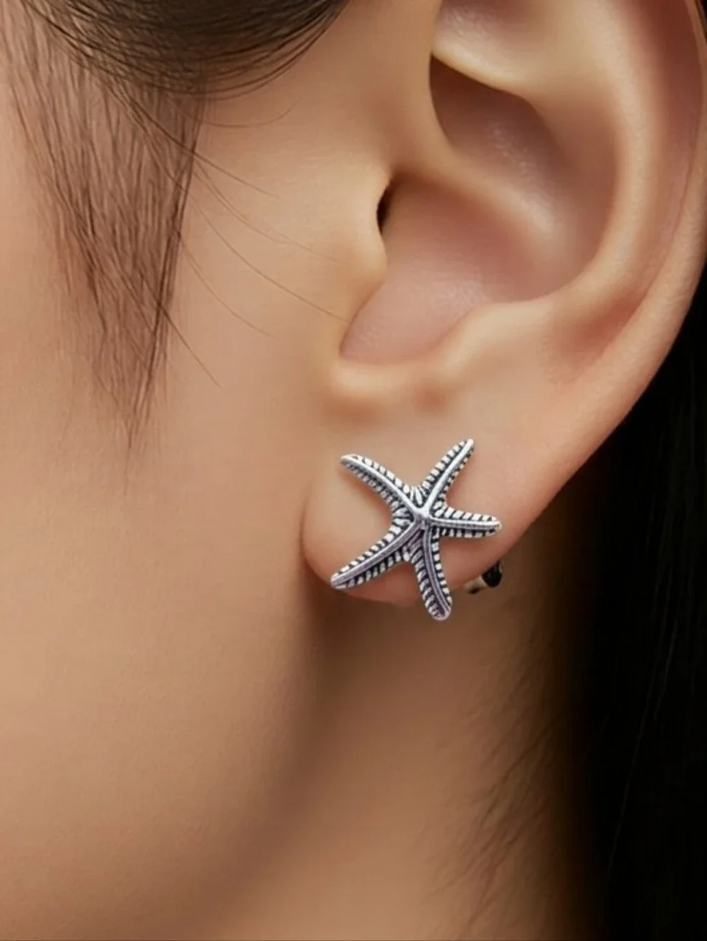 Starfish Stud Earrings Silver Beach Ocean Jewelry Gift Coastal Vacation Jewelry